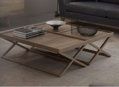 Folding luxury brown coffee table wooden table living room furniture style table